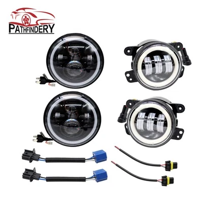 For Hummer H2 H3T 2006~10 7" Halo LED Headlight DRL& 4"INCH Fog Lights Combo Kit - Image 1 of 4