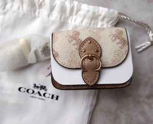 Coach Mini Beat Bag Charm with Horse & Carriage Leather Keychain Brown - Picture 1 of 5