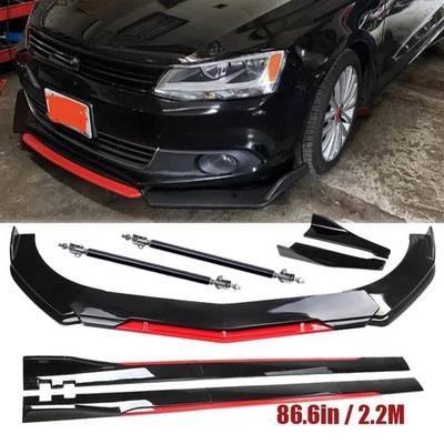 For Volkswagen EOS Front Bumper Lip Splitter Spoiler Gloss Black Red Body Kit - Image 1 of 4
