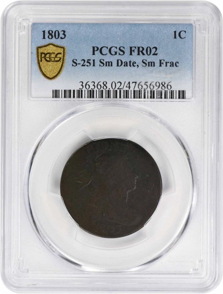 Centavo grande 1803 pequeña fecha fracción pequeña S-251 FR02 PCGS Foto 1 de 2