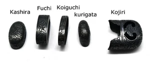 full set of japanese sword fittings for koshirae of katana or wakziashi - Picture 1 of 8