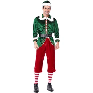 Lujoso Adulto Elfo Disfraz Para Hombres Navidad Santa Elegante Vestido Navidad Conjunto Fiesta - Imagen 1 de 7