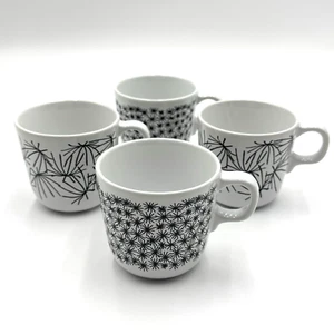 Vtg Ikea Set of 4 Black White Starburst Maria Vinka Ungdom 7oz Coffee Cups Y2K - Picture 1 of 16