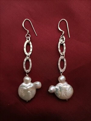 Orechini artigianali perle Barocche con argento Sterling - Immagine 1 di 4