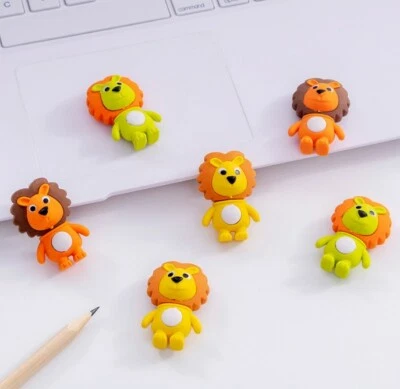 6 Pcs Cute Lion shape Erasers Rubber Stationery Kid Gift Loot Party Bag - Image 1 of 3