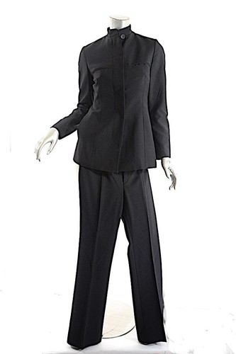 Pantaloni Gucci Nero 100% Lana Pile Forma Giacca Pantaloni Gamba Dritta 38 US 2