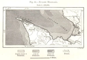 Kullen Headland. Ängelholm. Skalderviken. Sweden. Sketch map 1885 old - Picture 1 of 1