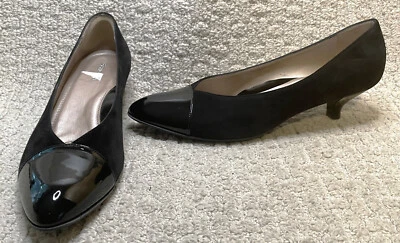 BeautiFeel Black Suede Patent Leather Pumps 41 10 NEW Kitten Heels Toe Cap - Image 1 of 4