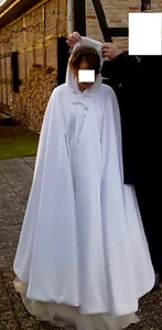 Hochzeit Cape Braut Mittelalter Kapuzenumhang Mantel weiß Universalgröße - Bild 1 von 9