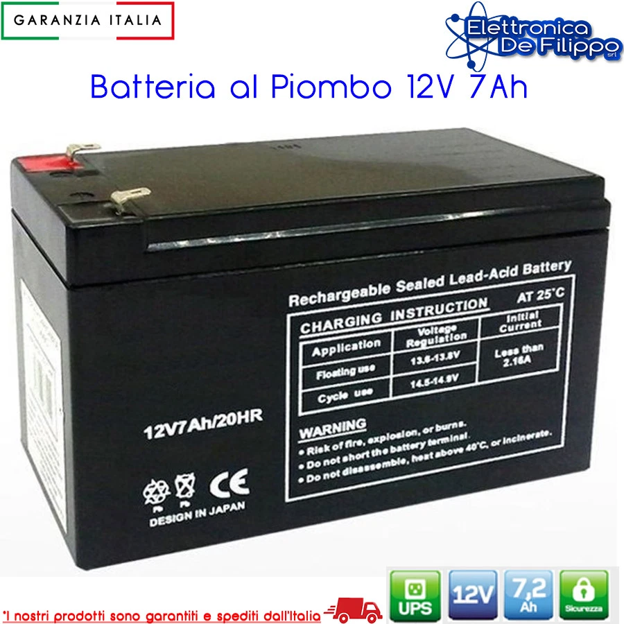 GENERICO Batteria 12v 7.2Ah per Sistemi di Allarme o Gruppo di continuità UPS BIGBAT skb