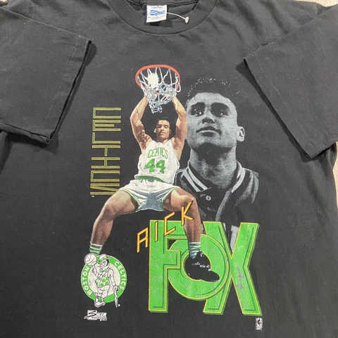 Vintage 1992 Salem Sportswear Rick Fox T-Shirt Boston Celtics NBA Size L Black Cover