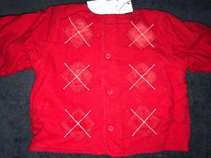 BABY GAP Red Argyle Flannel VELOUR LINED Shirt Jacket Newborn INFANT 0-3 NEW NWT - Picture 1 of 3