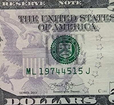 Fancy Serial Birthday Anniversary 2013 $5 Five Dollar Bill June 9, 1974 - Image 1 of 3