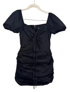 Babyboo gabrielle mini dress bodycon tie front puffed sleeve ruched size S - Picture 1 of 7