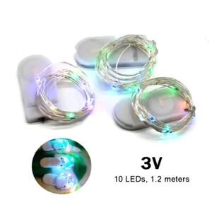LED Fairy Lights Battery Operated, 10 LEDs, 3V Button Cell, String Lights Party - Picture 1 of 5