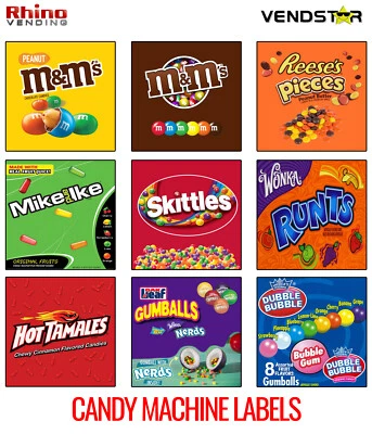 (12) CANDY VENDING MACHINE STICKERS LABELS - 2.5" x 2.5" - Runts - Sweet Tarts - Image 1 of 4