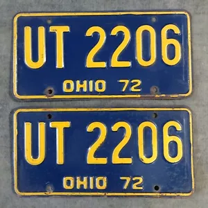 Coppia Targhe Auto d'epoca 1972 Ohio Targhe YOM # UT 2206 Veicolo Storico - Foto 1 di 1