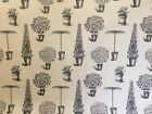 Provencal Topiary Fabric MaterialCotton SMOKE GREY Curtain Blind Upholstery