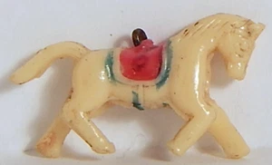 CELLULOID VINT HORSE W/ PAINTED SADDLE CHARM JAPAN - Picture 1 of 2