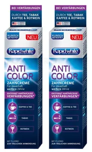 2 RAPID WHITE ANTI COLOR Daily Whitening Toothpaste Removes Stubborn Stains 75ml - Picture 1 of 4