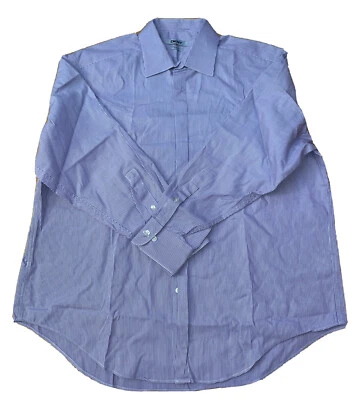 DKNY Mens Dress Shirt Button Slim Fit All Cotton Purple Stripe XL 17.5 32 33 - Image 1 of 4