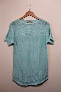 Charlie Paige Pastel Green Crochet Pointelle Sheer Open Knit Top Sweater Women S - Picture 1 of 17