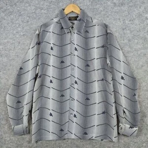 Monzini Collection Men's Shirt Size M Beige & Blue Stripes RB 100% Polyester - Picture 1 of 10