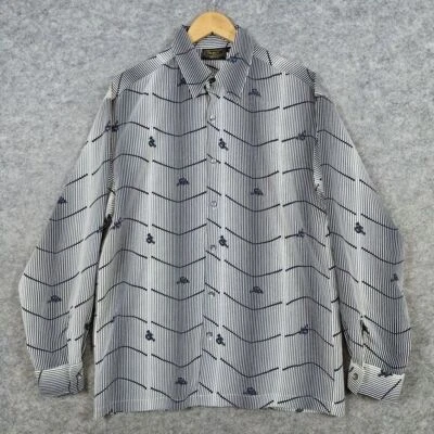 Monzini Collection Men's Shirt Size M Beige & Blue Stripes RB 100% Polyester - Image 1 of 4