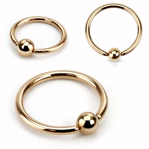 Captive Lip Ear Daith Ring 18 Gauge 5/16" Rose Gold IP 3mm Ball SET of 2 - Picture 1 of 4