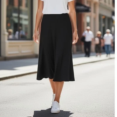 COS Black Long Flared Knitted Skirt - Image 1 of 4