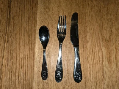 Set Kinderbesteck, Messer, Gabel, Löffel, Teddy-Motiv, von Schulte-Ufer - Bild 1 von 3