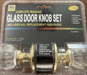 Franklin Mfg. Complete Passage Glass Door Knob Set with Replacement Hardware - Picture 1 of 5
