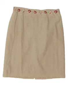 LAURA ASHLEY Womens Straight Skirt UK 14 Medium W32 Beige Floral AO05 - Picture 1 of 3