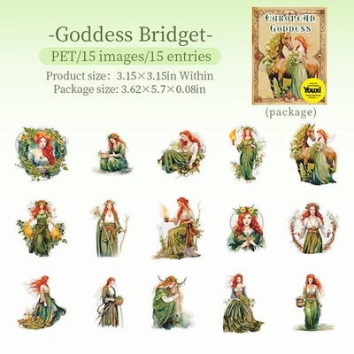 15Pcs European Goddess PET Stickers Journaling Album Card Scrapbooking Craft Art - Image 1 of 4