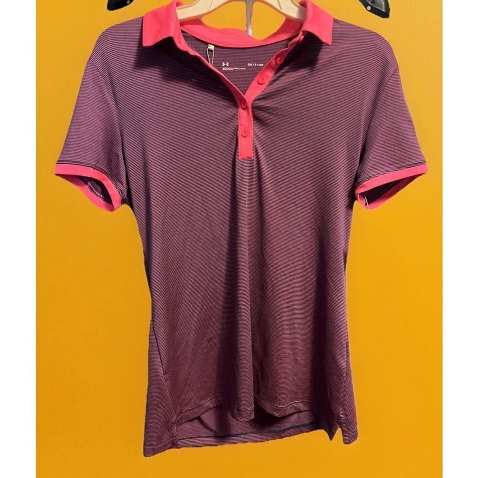 Women’s Under Armour UPF 30 Polo Neon Pink And Purple Size Small A108 — 第 1/4 张图片
