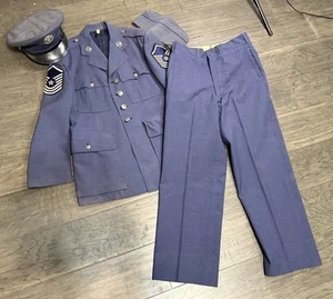 1950's Vintage Military Dress Blues Air Force Uniform Lot Jacket Pants Hats 38S - Picture 1 of 16