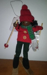 Target Wondershop Girl On Wood Skies Ornament 6" Boiled Felt - Picture 1 of 3