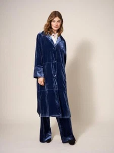 White Stuff Women's Velvet Duster Coat Casual Long Sleeve Button Down Jacket - Picture 1 of 8