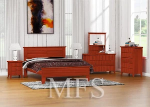 KING MANILLA (AUSSIE MADE) 3 PIECE (BEDSIDE) BEDROOM SUITE - TASSIE OAK COMBO - - Picture 1 of 2