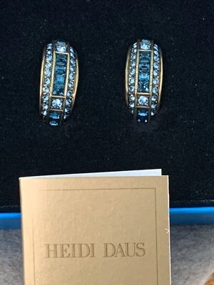Heidi Daus "Tantalizing" Sapphire Colored Crystal-Accented Clip Earrings - Image 1 of 4