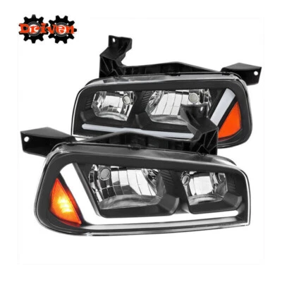 Faros halógenos esquineros negros para Dodge Charger 05-10 con señales secuenciales Foto 1 de 4