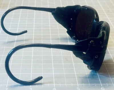 Gafas de sol montañismo vintage de cuero negro laterales enganchadas años 80 Foto 1 de 4