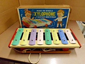 Vintage Cragstan Xylophone on Wheels w/ Original Box - Picture 1 of 9