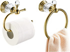 Crystal Towel Ring, Gold Toilet Paper Holder Hand Towel Holder Towel Hook Tissue