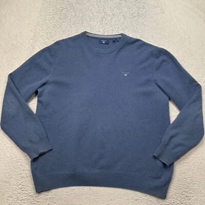 GANT Mens Jumper Blue XL Lambs Wool Knit Pullover Sweater - Picture 1 of 8
