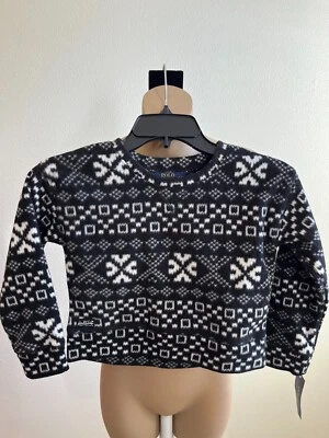 Suéter de vacaciones Polo Ralph Lauren, polar, geométrico, manga larga, negro, talla 6, nuevo con etiquetas Foto 1 de 4