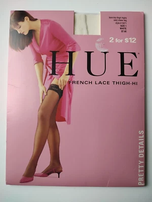 HUE Encaje Francés Muslo-Hi pierna muy transparente #5971 Talla 1 Blanco Encaje Top Muslos Foto 1 de 2