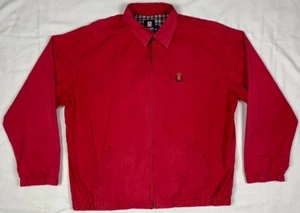 Vtg Chaps Ralph Lauren Mens Harrington Bomber Jacket Large Red Full Zip D5 - Picture 1 of 12