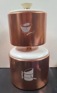 Mirro Vintage Coffee Sugar Copper Color Aluminum Cannisters White Lid set of two - Picture 1 of 23