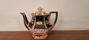 Antique Cobalt Blue Gilt English Teapot Gold Victorian Floral Geometric - Picture 1 of 11